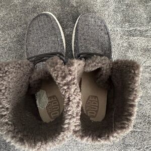 Hey Dude grey Woven Shearling-Lined Slip-Ons